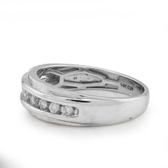 14k White Gold 0.26 CTW Natural Diamond Centre Row Men Band 4.7g