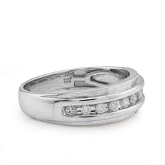 14k White Gold 0.26 CTW Natural Diamond Centre Row Men Band 4.7g