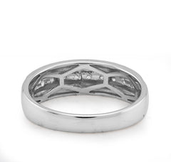 14k White Gold 0.26 CTW Natural Diamond Centre Row Men Band 4.7g