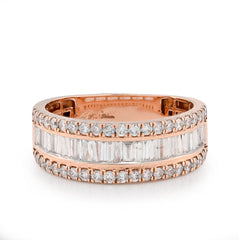 10k Rose Gold 1.15 CTW Natural Baguette Centre Row Men Diamond Band 6.2gms