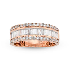 10k Rose Gold 1.15 CTW Natural Baguette Centre Row Men Diamond Band 6.2gms