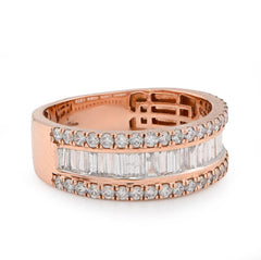 10k Rose Gold 1.15 CTW Natural Baguette Centre Row Men Diamond Band 6.2gms