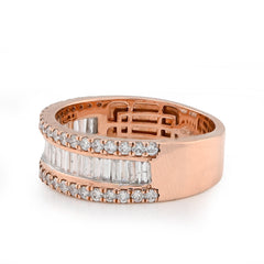 10k Rose Gold 1.15 CTW Natural Baguette Centre Row Men Diamond Band 6.2gms