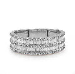 10k White Gold 0.94 CTW Natural Diamond 2 Row Baguette Men Band Ring 5gms