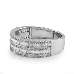 10k White Gold 0.94 CTW Natural Diamond 2 Row Baguette Men Band Ring 5gms