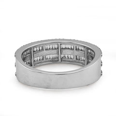 10k White Gold 0.94 CTW Natural Diamond 2 Row Baguette Men Band Ring 5gms