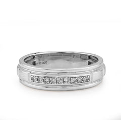 925 Sterling Silver 0.16 CTW Natural Diamond Men Centre Row Band Ring 4.3g