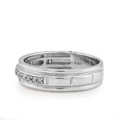 925 Sterling Silver 0.16 CTW Natural Diamond Men Centre Row Band Ring 4.3g