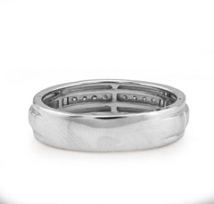 925 Sterling Silver 0.16 CTW Natural Diamond Men Centre Row Band Ring 4.3g