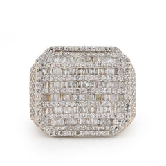 10k Yellow Gold Octagon Baguette 2.25 CTW Natural Diamond Men Pinky Ring 9.6gm