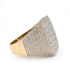 10k Yellow Gold Octagon Baguette 2.25 CTW Natural Diamond Men Pinky Ring 9.6gm