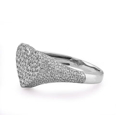10k White Gold 1CTW Natural Diamond Heart Shape Womens Side Iced Ring 3.4gm