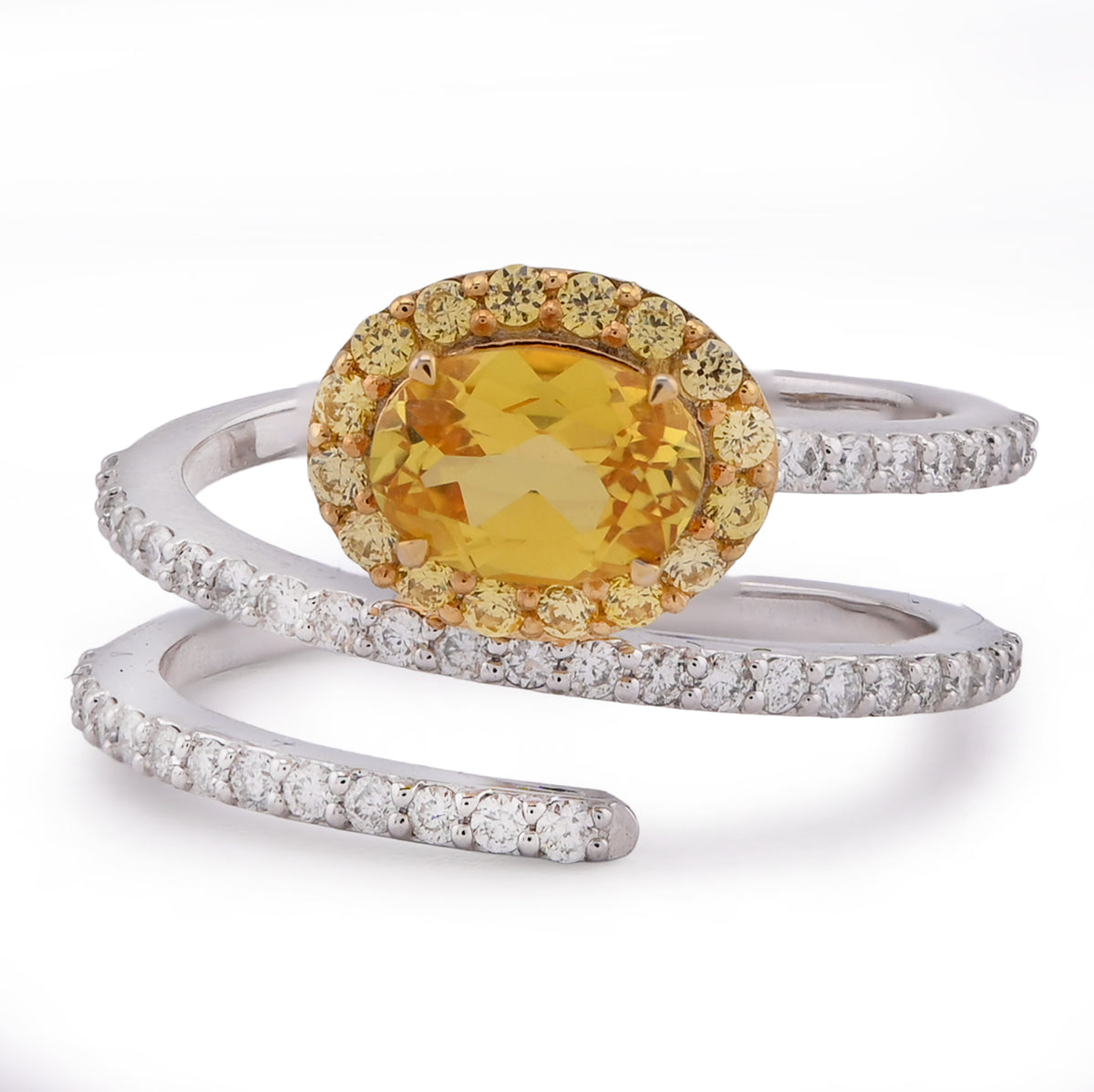 10k White/Yellow Gold 1.89CTW Natural Diamond Round Centre Spring Ring 4gm for Womens