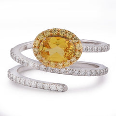 10k White/Yellow Gold 1.89CTW Natural Diamond Round Centre Spring Ring 4gm for Womens