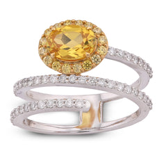 10k White/Yellow Gold 1.89CTW Natural Diamond Round Centre Spring Ring 4gm for Womens