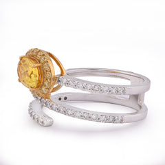 10k White/Yellow Gold 1.89CTW Natural Diamond Round Centre Spring Ring 4gm for Womens