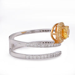 10k White/Yellow Gold 1.89CTW Natural Diamond Round Centre Spring Ring 4gm for Womens