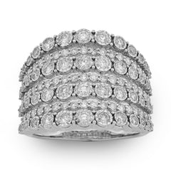 14k White Gold 1.5CTW Natural Multi-Row Womens Diamond Ring 7.5gm