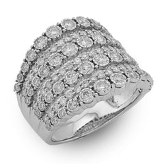 14k White Gold 1.5CTW Natural Multi-Row Womens Diamond Ring 7.5gm