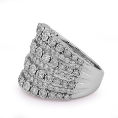 14k White Gold 1.5CTW Natural Multi-Row Womens Diamond Ring 7.5gm