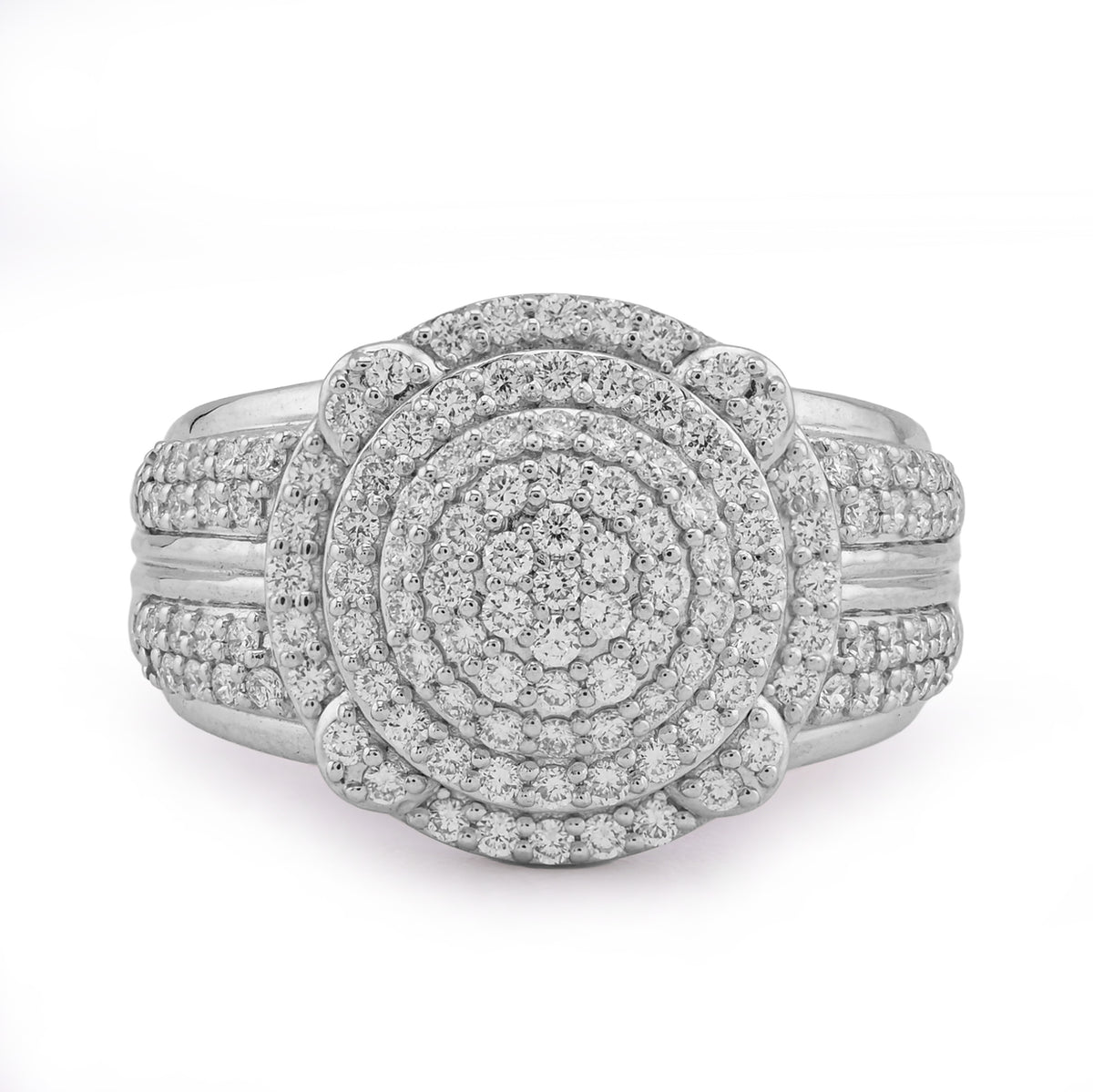 925 Sterling Silver 1.29CTW Lab Grown Round Cluster Halo Mens Round Pinky Ring 7.8gm