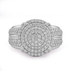 925 Sterling Silver 1.29CTW Lab Grown Round Cluster Halo Mens Round Pinky Ring 7.8gm