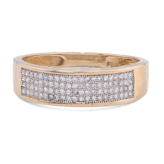 10k Yellow Gold 0.30CTW Natural Diamond 4 Row Centre Band Mens Ring 2.1gm