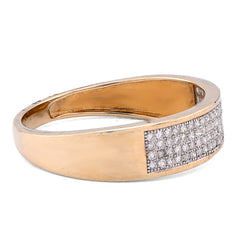 10k Yellow Gold 0.30CTW Natural Diamond 4 Row Centre Band Mens Ring 2.1gm