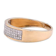 10k Yellow Gold 0.30CTW Natural Diamond 4 Row Centre Band Mens Ring 2.1gm