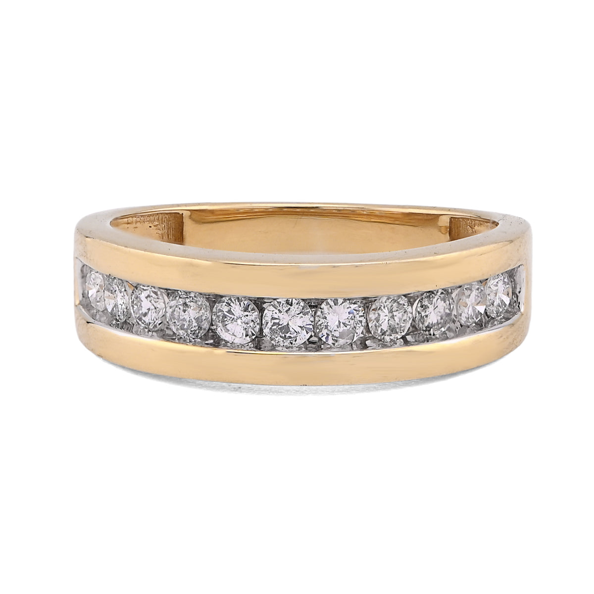 10k Yellow Gold 0.65CTW Mens Band Single Row Natural Diamond Ring 3.6gm