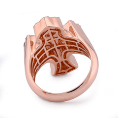 10k Rose Gold 1.01CTW Natural Diamond Cross Mens Pinky Ring 12.9gm