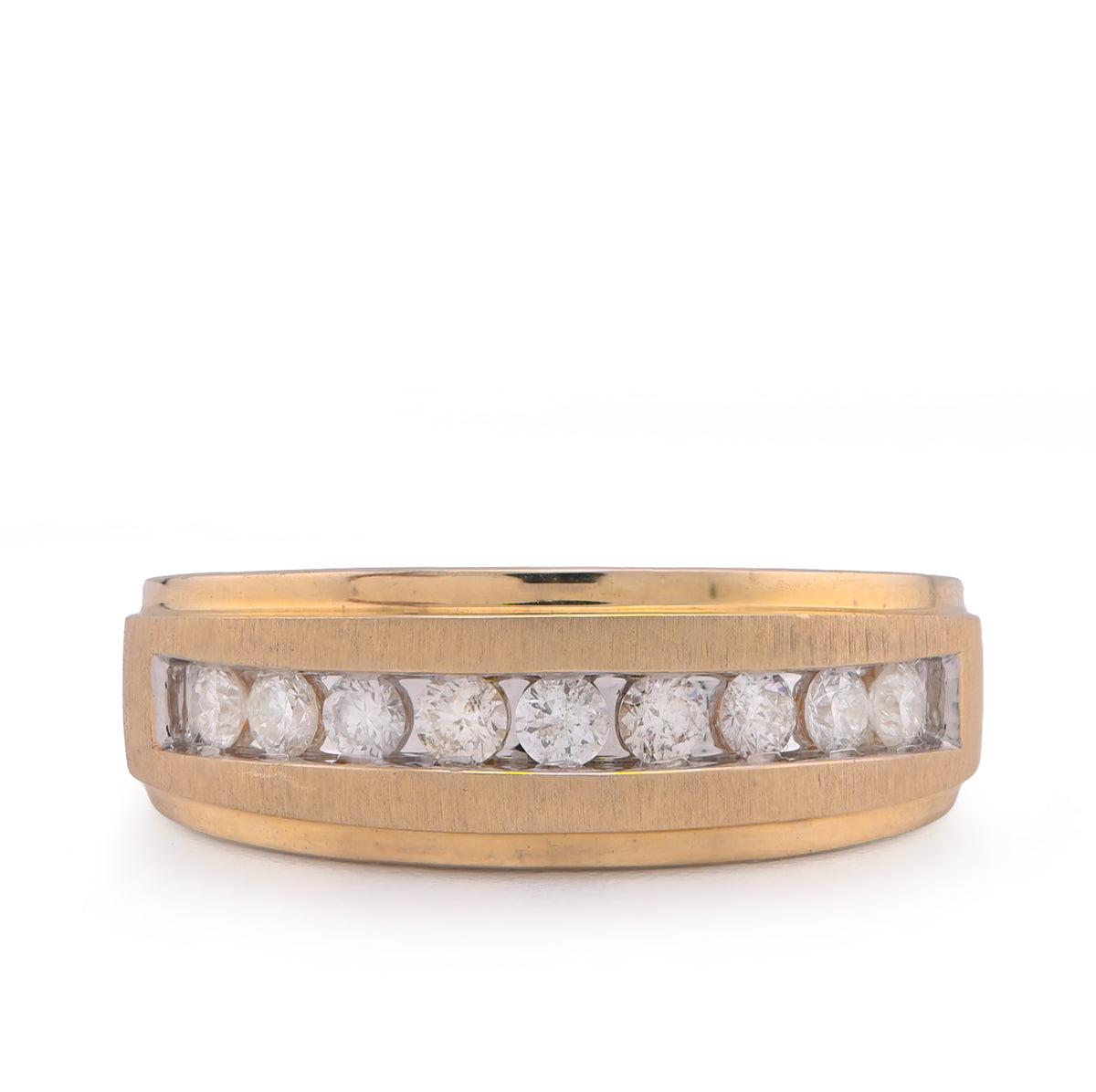 14k Rose Gold Single Row Natural Diamond 0.50CTW Mens Band Ring 5.7gm