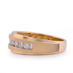 14k Rose Gold Single Row Natural Diamond 0.50CTW Mens Band Ring 5.7gm