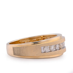 14k Rose Gold Single Row Natural Diamond 0.50CTW Mens Band Ring 5.7gm