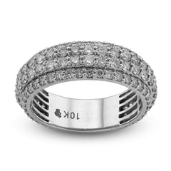 10k White Gold 2.65CTW 4 Row Natural Diamond Mens Ring Band 6.2gm