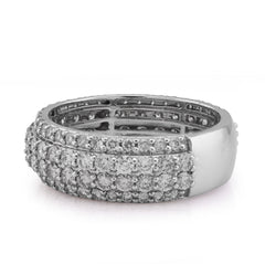 10k White Gold 2.65CTW 4 Row Natural Diamond Mens Ring Band 6.2gm