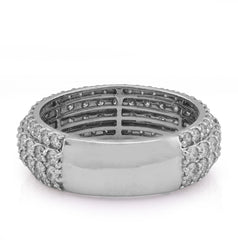 10k White Gold 2.65CTW 4 Row Natural Diamond Mens Ring Band 6.2gm