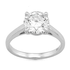 14k White Gold Round 2.01CTW Centre Solitaire Lab Diamond Womens Ring 3.5gm