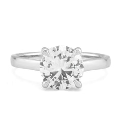 14k White Gold Round 2.01CTW Centre Solitaire Lab Diamond Womens Ring 3.5gm