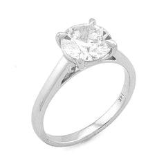 14k White Gold Round 2.01CTW Centre Solitaire Lab Diamond Womens Ring 3.5gm