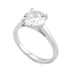 14k White Gold Round 2.01CTW Centre Solitaire Lab Diamond Womens Ring 3.5gm