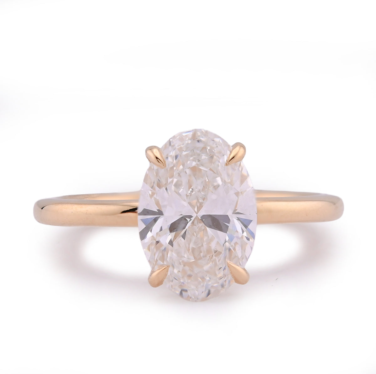 14k White Gold 2.34CTW Centre Oval Solitaire Women Lab Diamond Wedding Ring 3.4gm