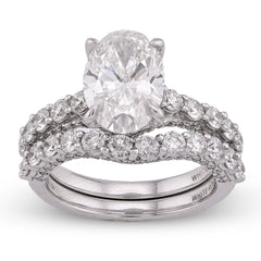 14k White Gold 3 CTW Centre Oval Solitaire Women Engagement Ring with Band 4.90CT Lab Diamond 8.6gm