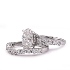 14k White Gold 3 CTW Centre Oval Solitaire Women Engagement Ring with Band 4.90CT Lab Diamond 8.6gm