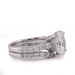 14k White Gold 3 CTW Centre Oval Solitaire Women Engagement Ring with Band 4.90CT Lab Diamond 8.6gm