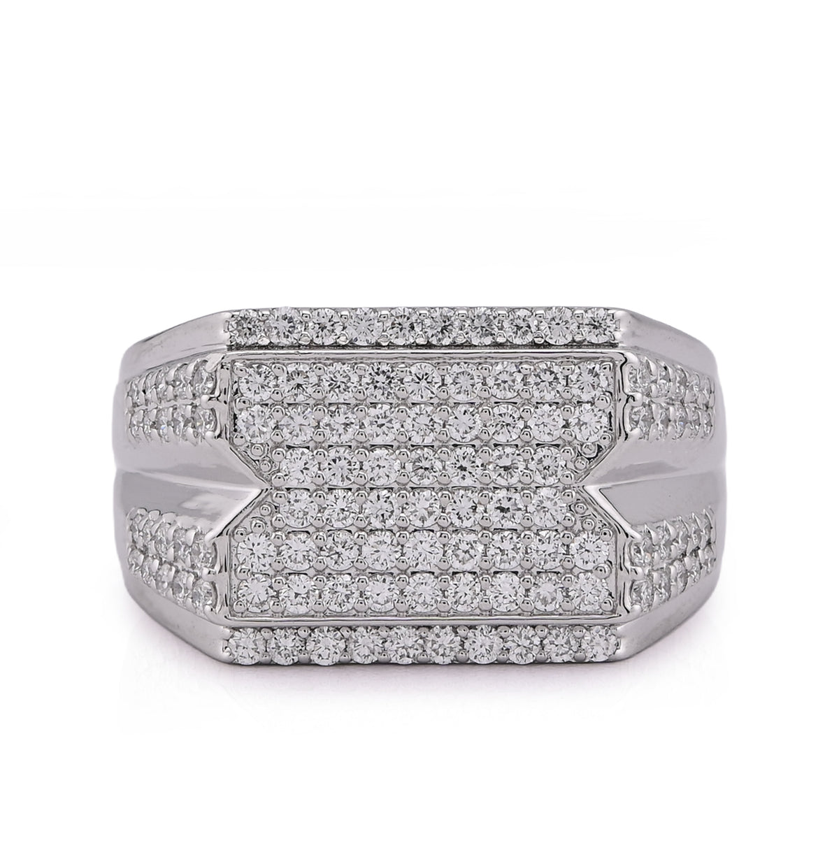 925 SS 1.18CTW Men Rectangle Diamond Cut Lab Diamond Pinky Ring 6gm