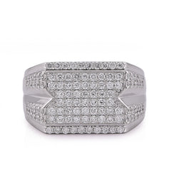 925 SS 1.18CTW Men Rectangle Diamond Cut Lab Diamond Pinky Ring 6gm