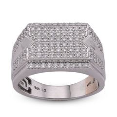 925 SS 1.18CTW Men Rectangle Diamond Cut Lab Diamond Pinky Ring 6gm