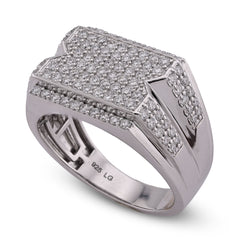 925 SS 1.18CTW Men Rectangle Diamond Cut Lab Diamond Pinky Ring 6gm