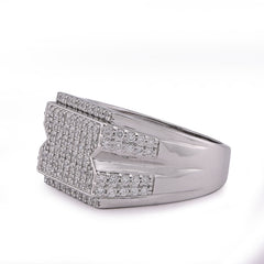 925 SS 1.18CTW Men Rectangle Diamond Cut Lab Diamond Pinky Ring 6gm